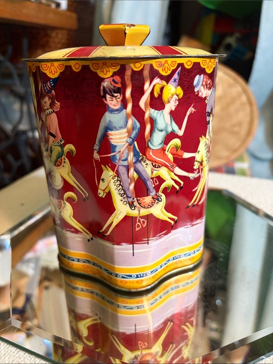 Other - Vintage Carousel Tin Container Made in England Lithograph Merry Go Round